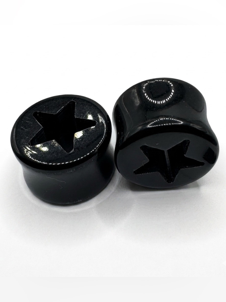 15mm Black Star Cutout Ear Plugs Gauges Body Jewelry Accessories Gothic Style